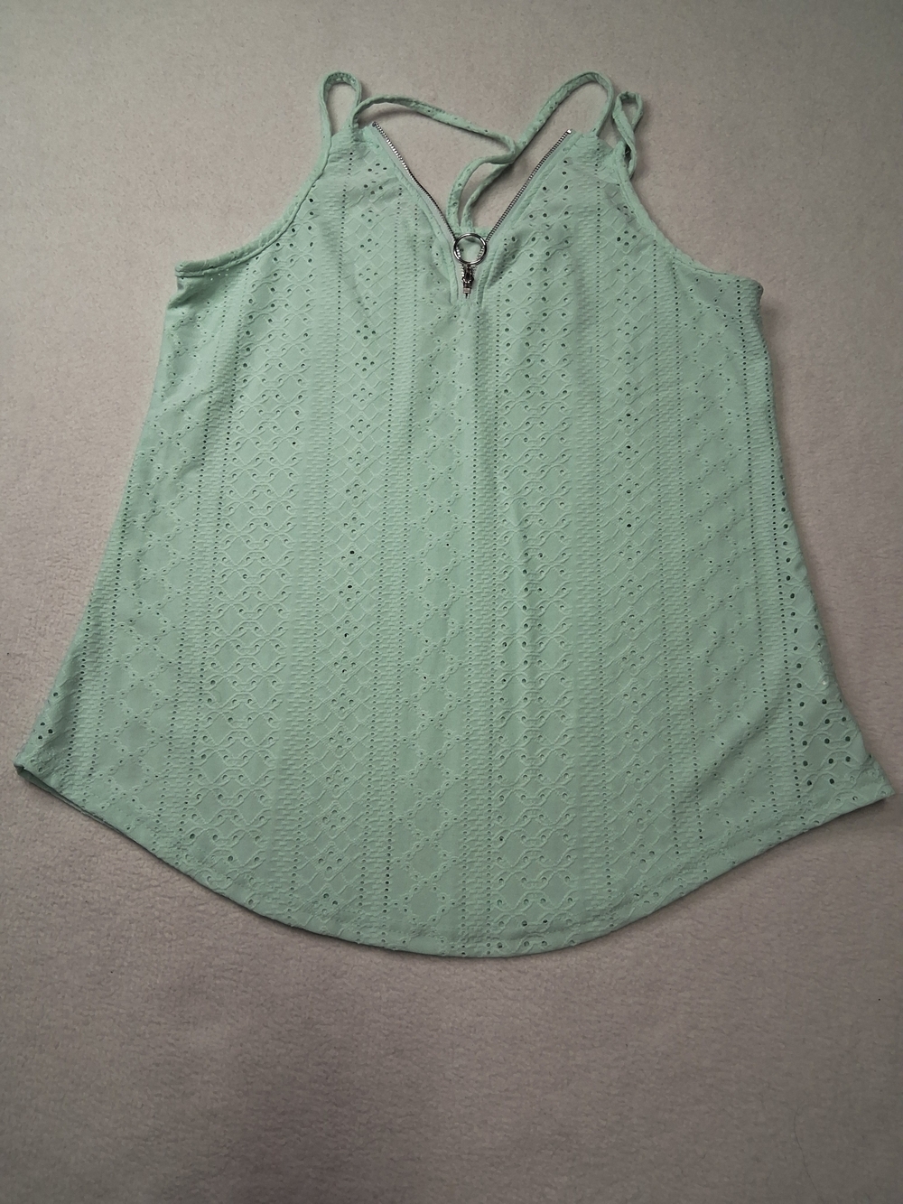 Women's Mint Eyelet V-Neck Tank Top